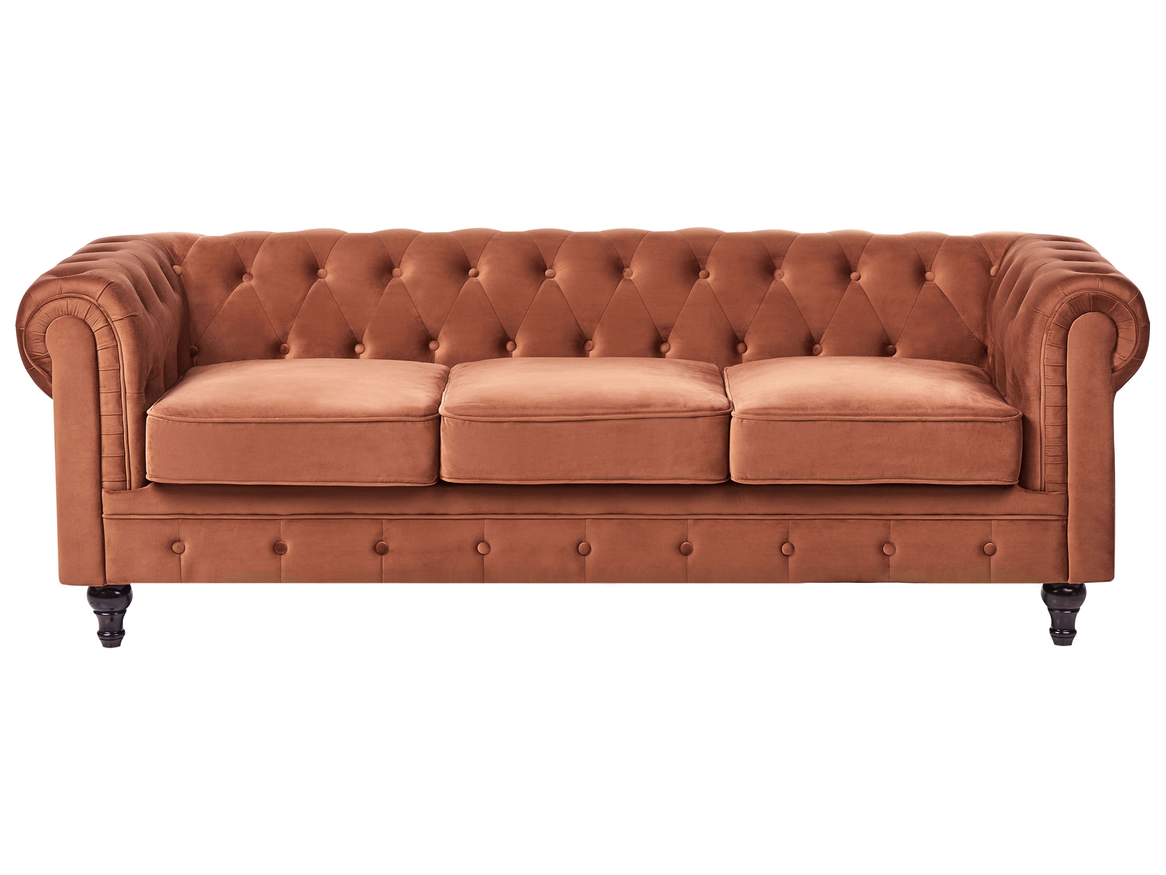 Bankenset 4-zits CHESTERFIELD Fluweel Goudbruin