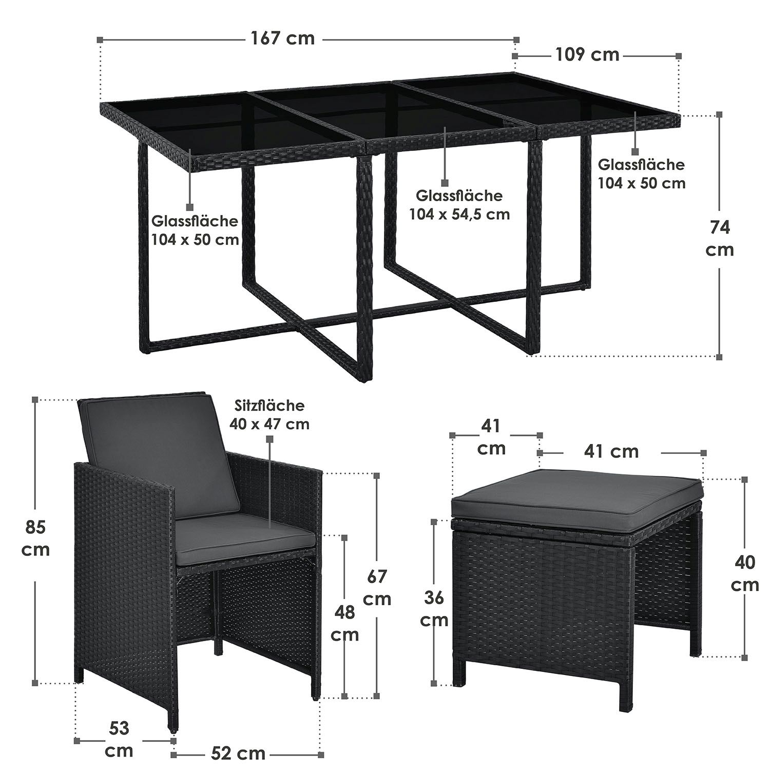 Baracoa XL polyrotan zwarte diningset