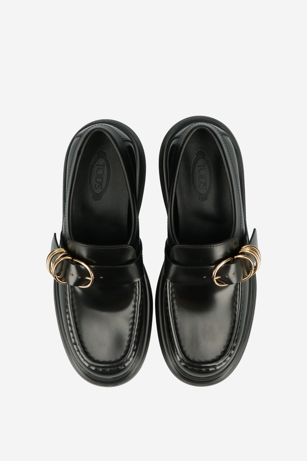 Buckled leather loafers