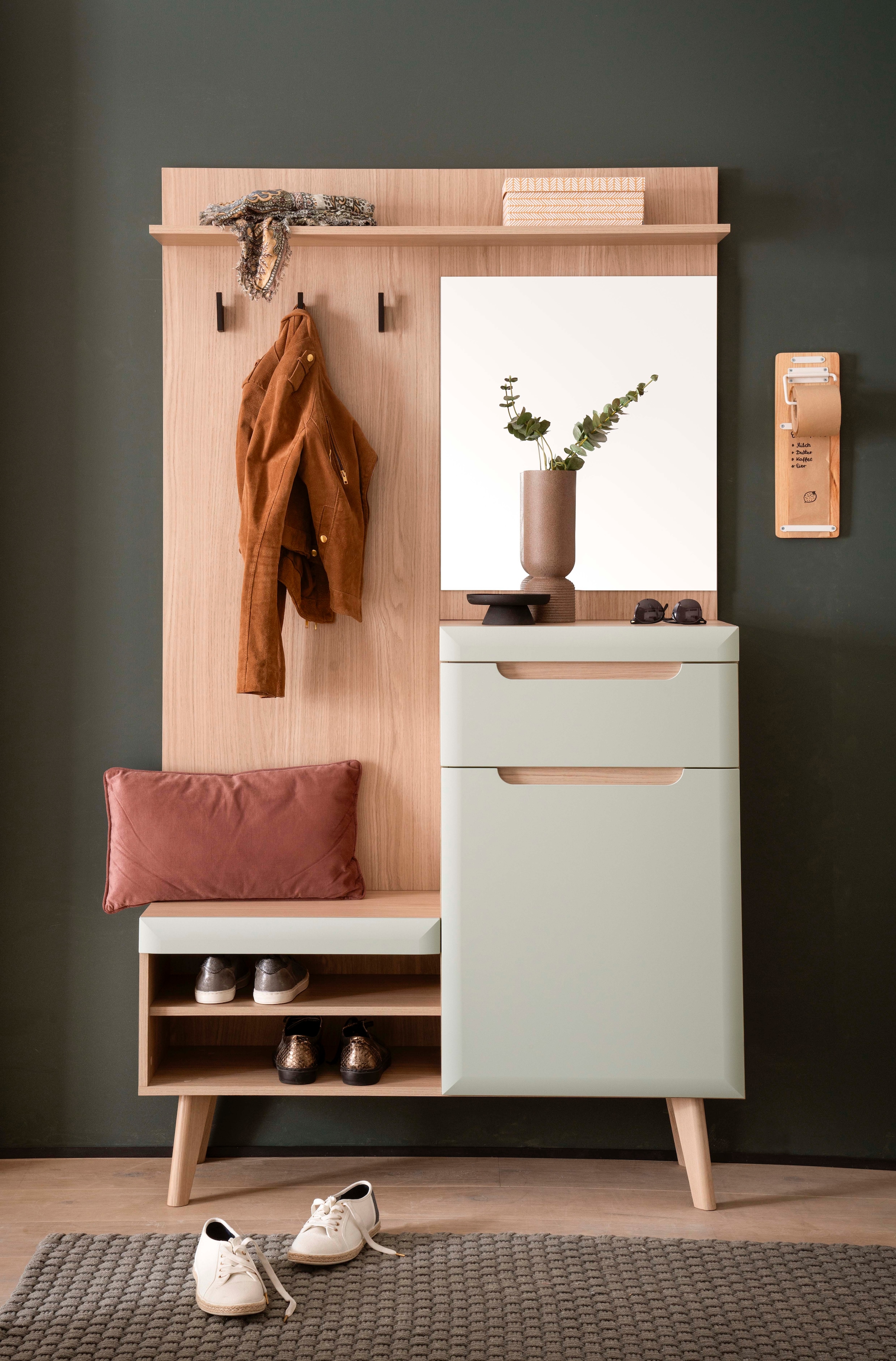 Home affaire Kompaktgarderobe »Torge, Garderobe mit Stauraum, Garderobenschrank im Scandic Design« in zwei Farben, viel Stauraum, 107 cm breit, für kleine Räume geeignet