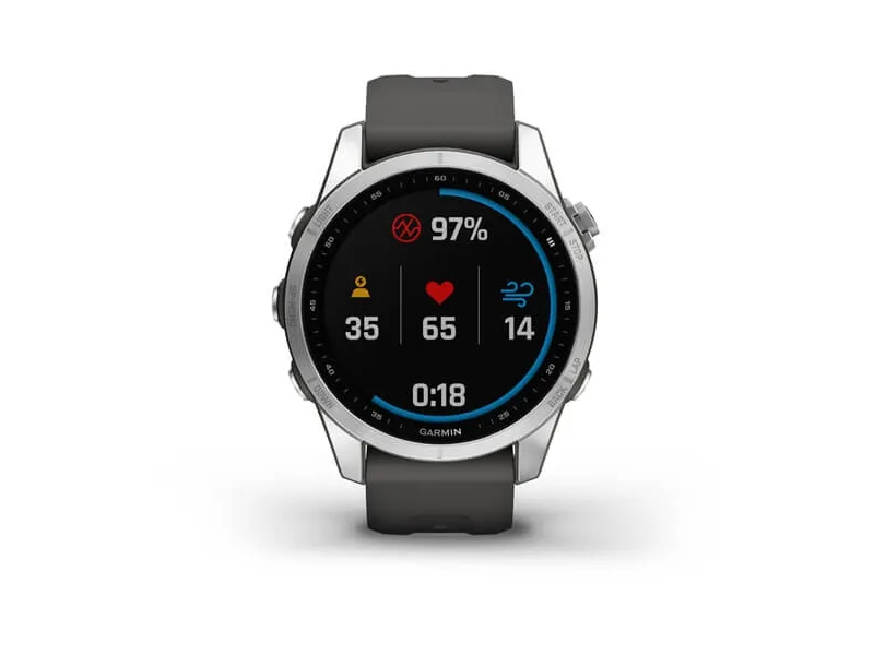 Garmin fenix 7S - 42 mm - sølv - sportsur med bånd - silikone - grafit - håndledsstørrelse: 108-182 mm - display 1.2