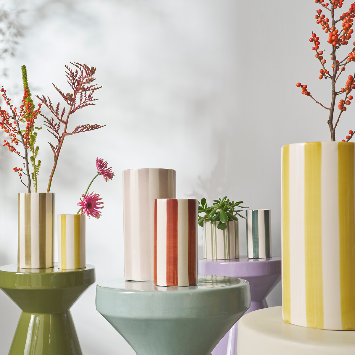 LA REDOUTE INTERIEURS<br>Vaso de cerâmica listrado Ø14 cm, Ario
