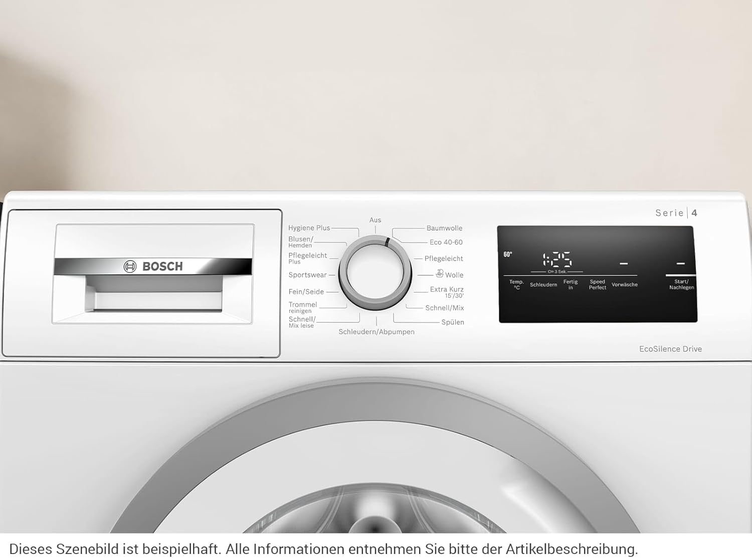 Bosch WAN28123 Serie 4 Waschmaschine, 7 kg, 1400 UpM, Active Water Plus, EcoSilence Drive, Hygiene Plus, Speed Perfect, ExtraKurz 15' & 30', Night Wash, Nachlegefunktion, Sportswear-Programm