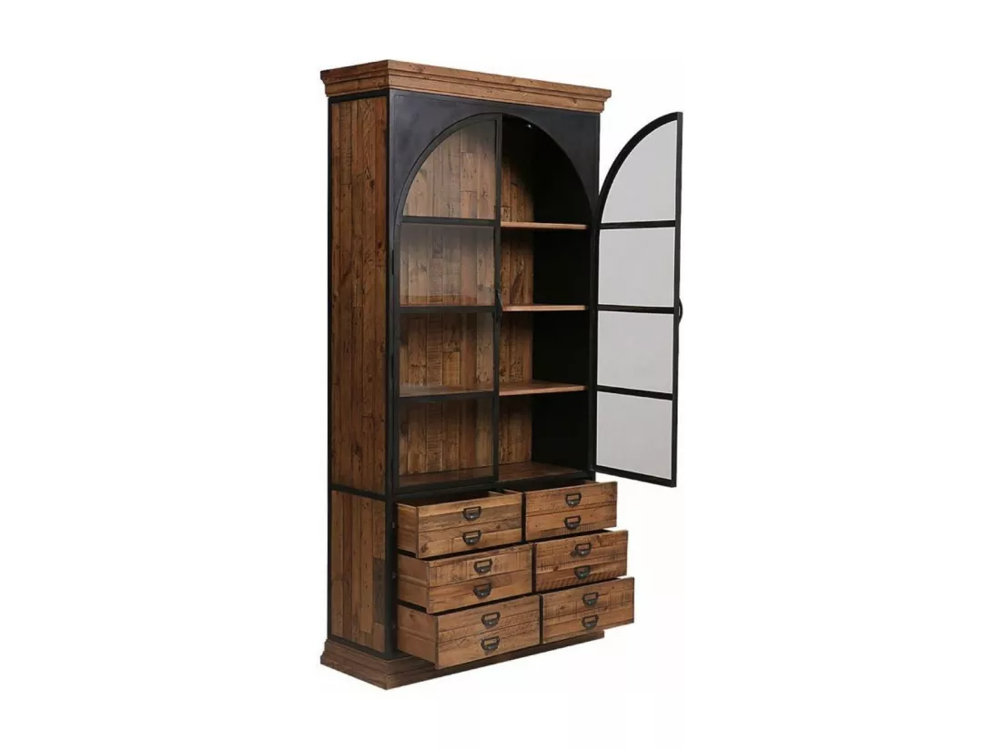 Bibliothèque vitrée 2 portes Bois-MDF Marron - Manufacture Interior's