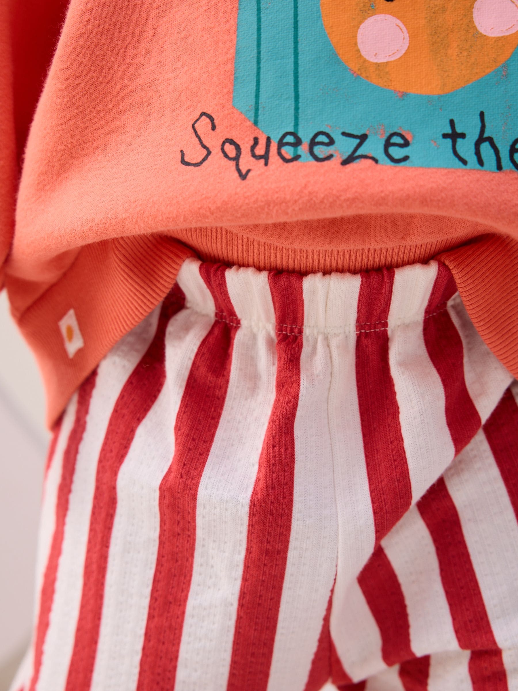 Oranje 'Squeeze the Day' - Set van sweatshirt en broek met wijde pijpen (3mnd -7jr)