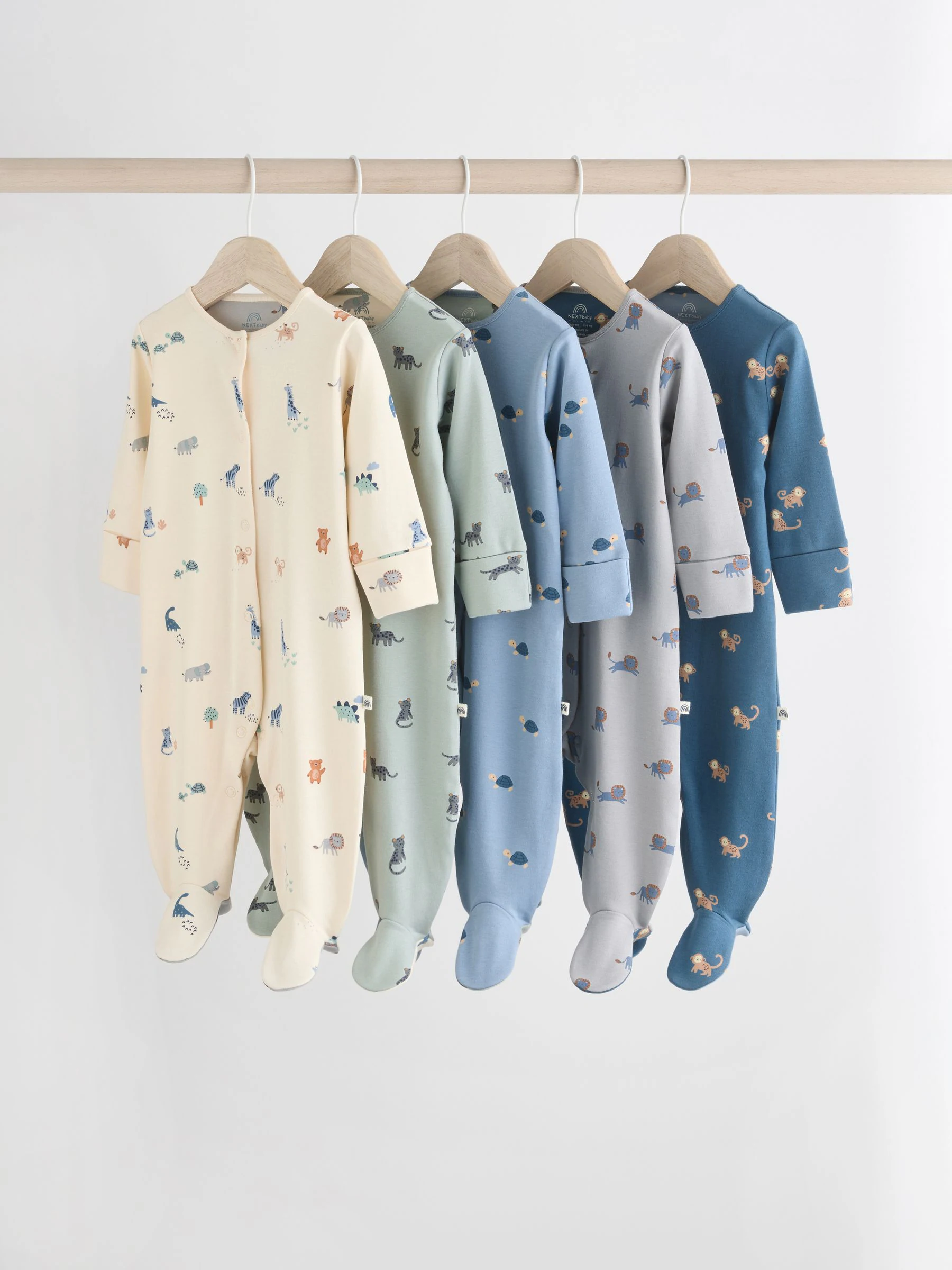 Blauwgroen - Set van 5 baby-pyjama's met patroon (0-2jr)