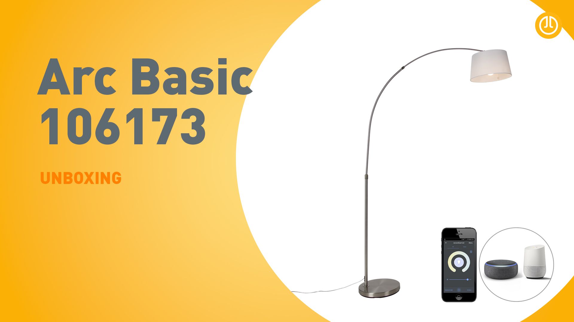 Smart booglamp staal met witte stoffen kap incl. Wifi A60 - Arc Basic
