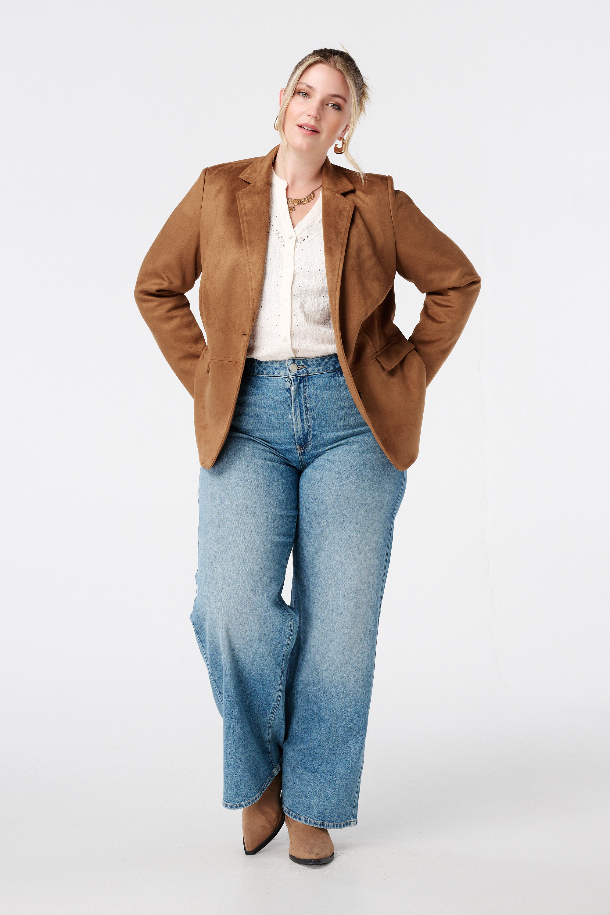 Blazer in suède look Cognac