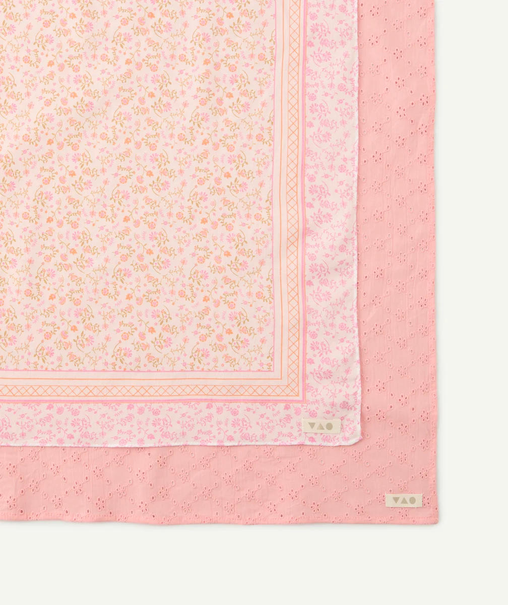 lot de 2 foulards bébé fille rose et blanc imprimé fleuri
