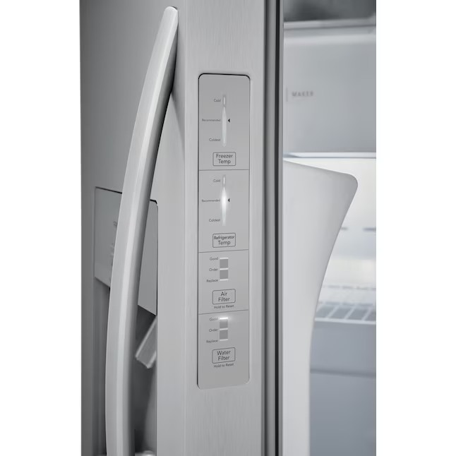 Refrigerador Frigidaire Side-by-Side de 25,6 pés cúbicos com máquina de gelo (aço inoxidável resistente a impressões digitais) ENERGY STAR