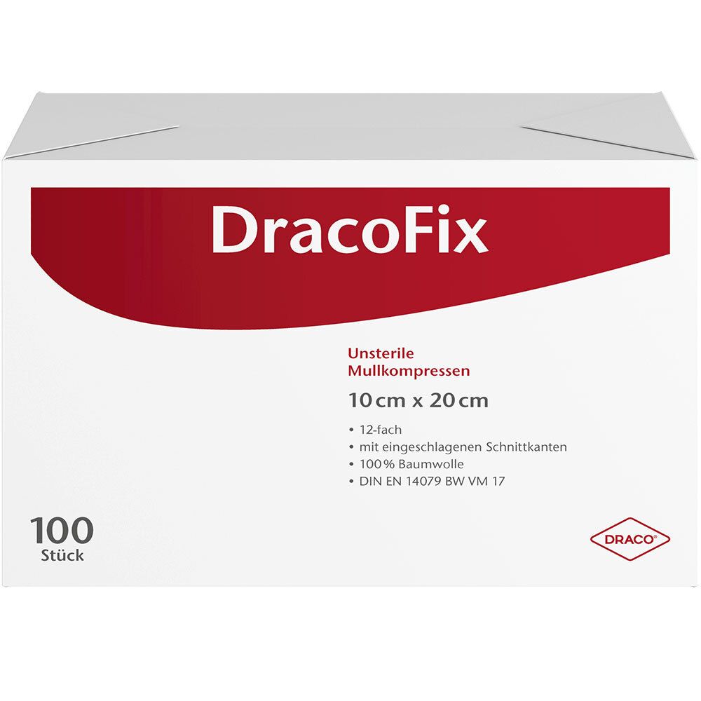 DracoFix Mullkompressen 10 x 20 cm 12fach unsteril