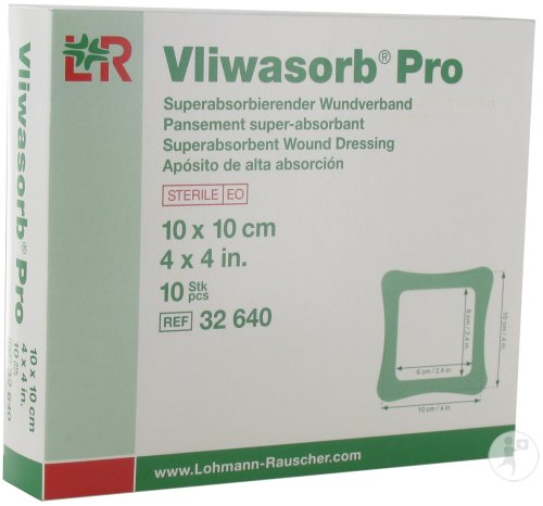 Vliwasorb Pro Pansement Super-Absorbant Stérile 10x10cm 10 Pièces (32640)