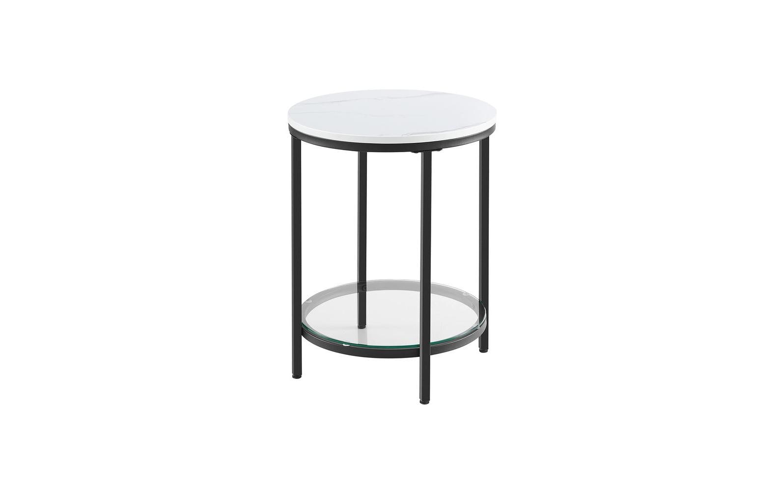 Beistelltisch 45 x 55 cm, Schwarz/WeissRunder Couchtisch mit Ablage