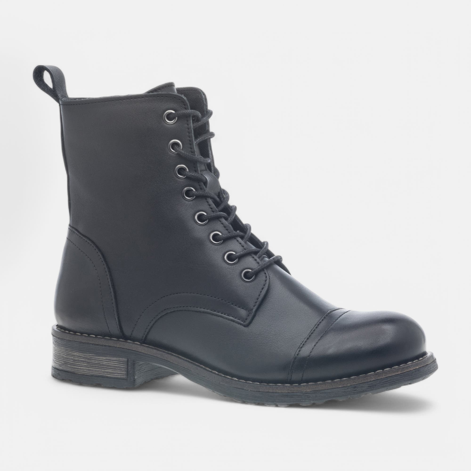 Bottines à lacets Femme en cuir noir