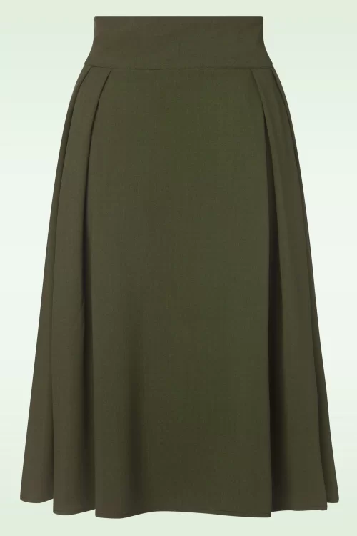 Vixen Dina Button Waist rok in olijfgroen