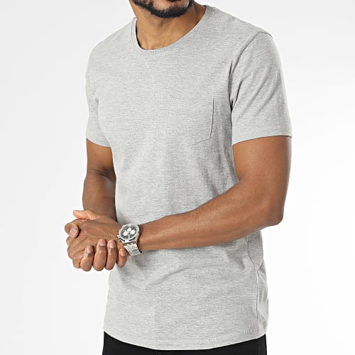 Tee Shirt A Poche Gris Chiné