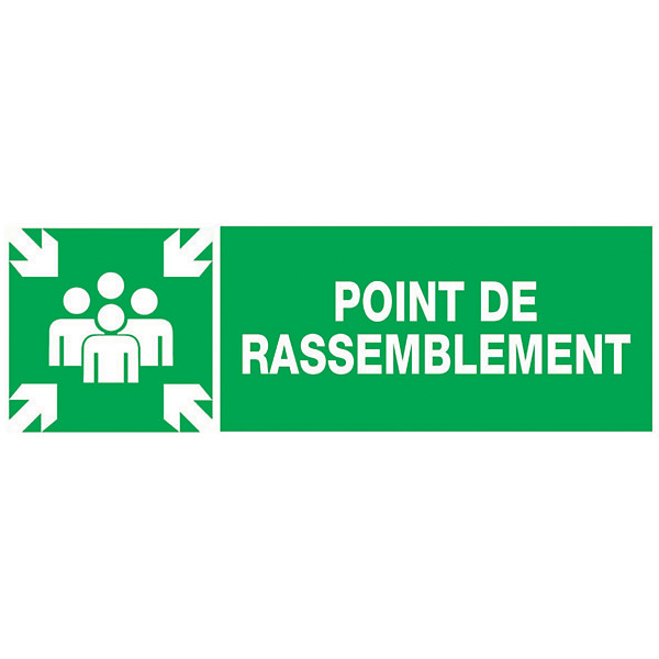 Panneau message point de rassemblement pour évacuation 45 x 15 cm polystyrène antichoc