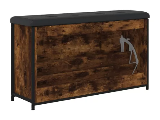 Banc à chaussures tiroir rabattable chêne fumé 102x32x56 cm