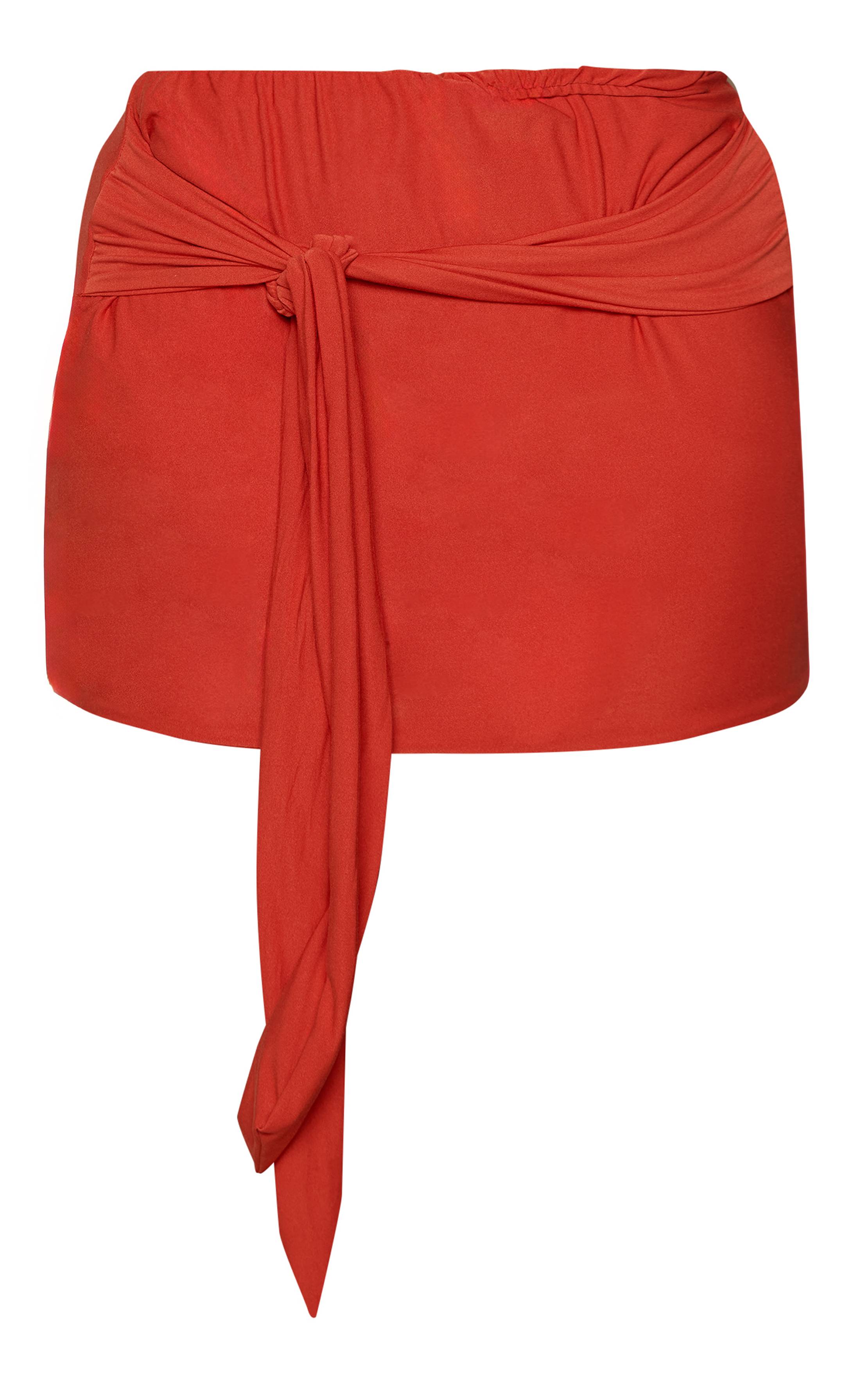 Orange Ensemble Coordonné Mini-jupe Shape Toucher Doux Avec Détail Noué