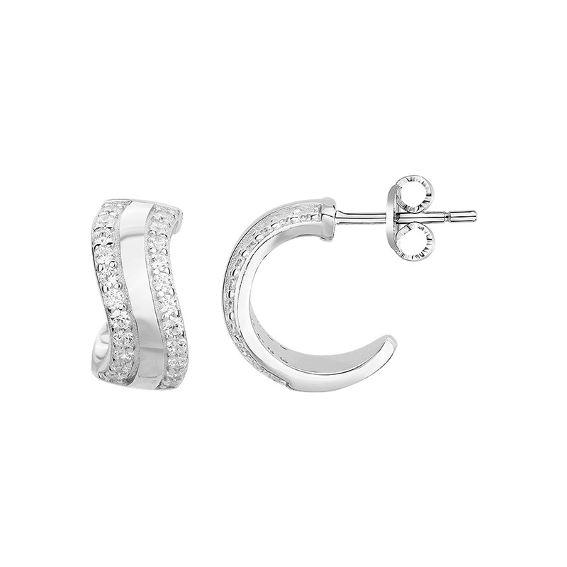 Demi-créoles en Argent avec oxyde de zirconium blanc