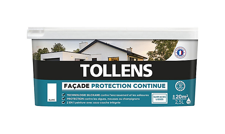 Peinture extérieure façade Tollens protection continue blanc 2,5L