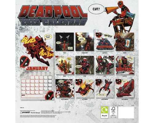Marvel Deadpool Wandkalender 2025 30x30 cm