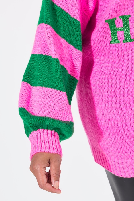 Pullover, oversized, HAPPY, Ringel-Ärmel