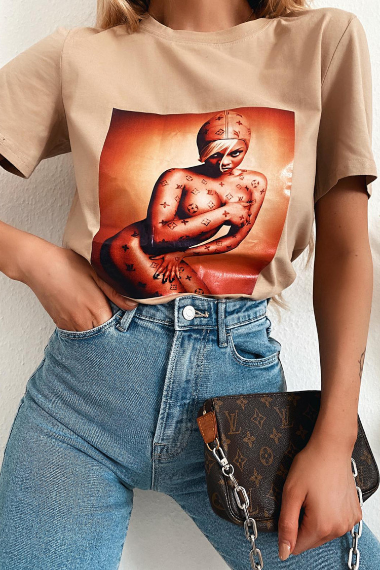 T-shirt marron 