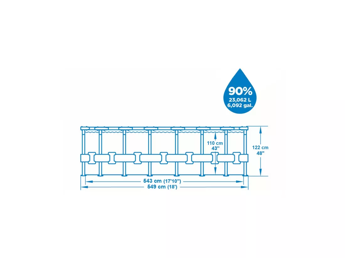 Piscine Hors-sol Tubulaire Bestway Steel Pro Max 549x122 cm Épurateur à Cartouche de 5 678 L/H Bâche et Échelle
