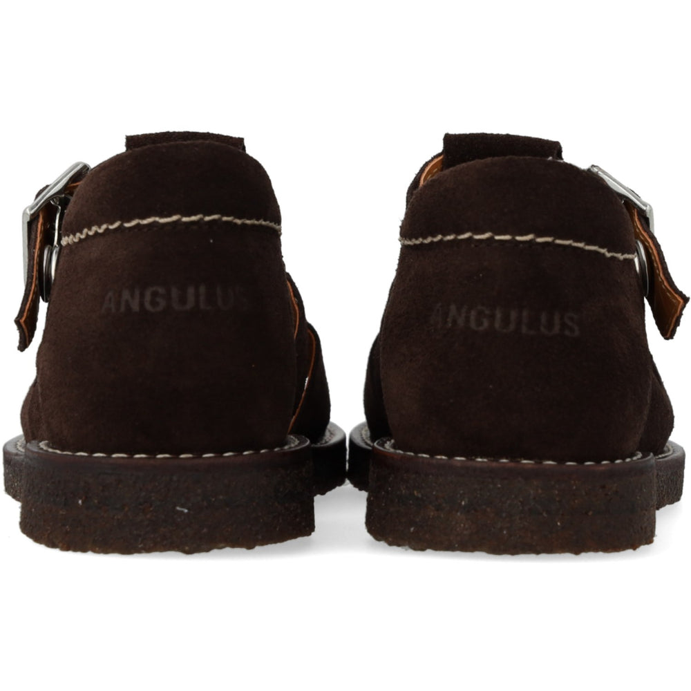 Køb Angulus Dark Brown Fisherman Sandal Med Lukket Tå Og Stikningsdetalje