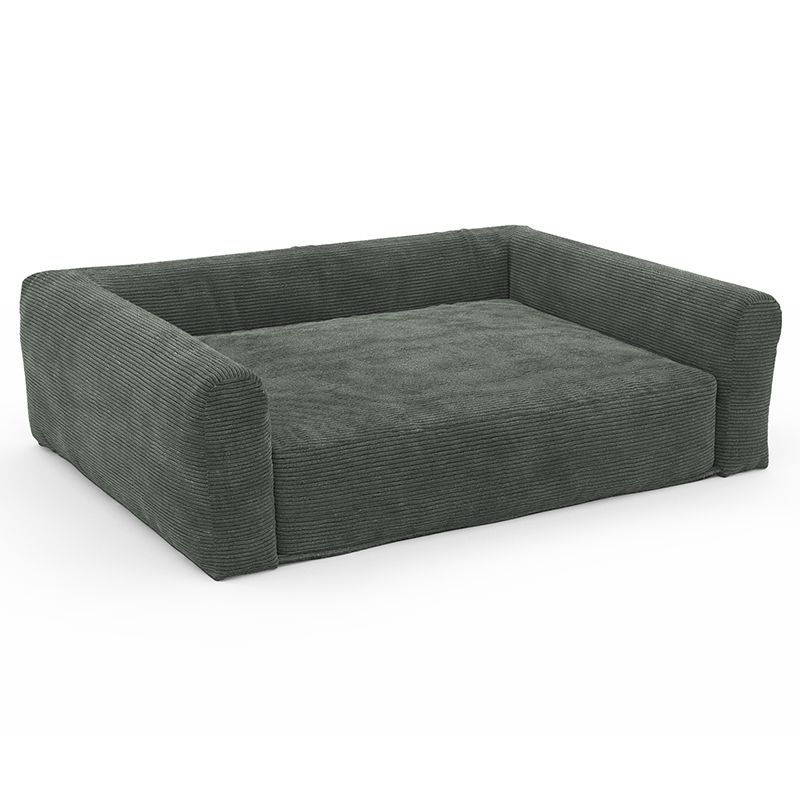 Panier pour chien leonard en tissu velours côtelé vert taille s