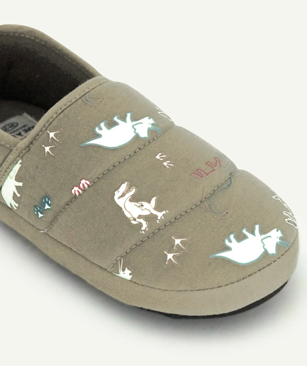 CHAUSSONS GARÇON BRILLANTS DANS LE NOIR THÈME DINOSAURES