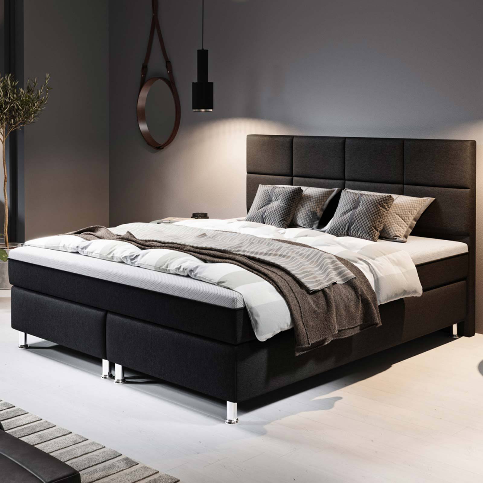 Boxspringbett - schwarz - H3 - 180x200 cm
