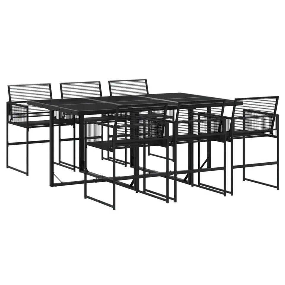 vidaXL - 7-delige Tuinset - Inklapbaar - Zwart - PE rattan - 165x107 cm