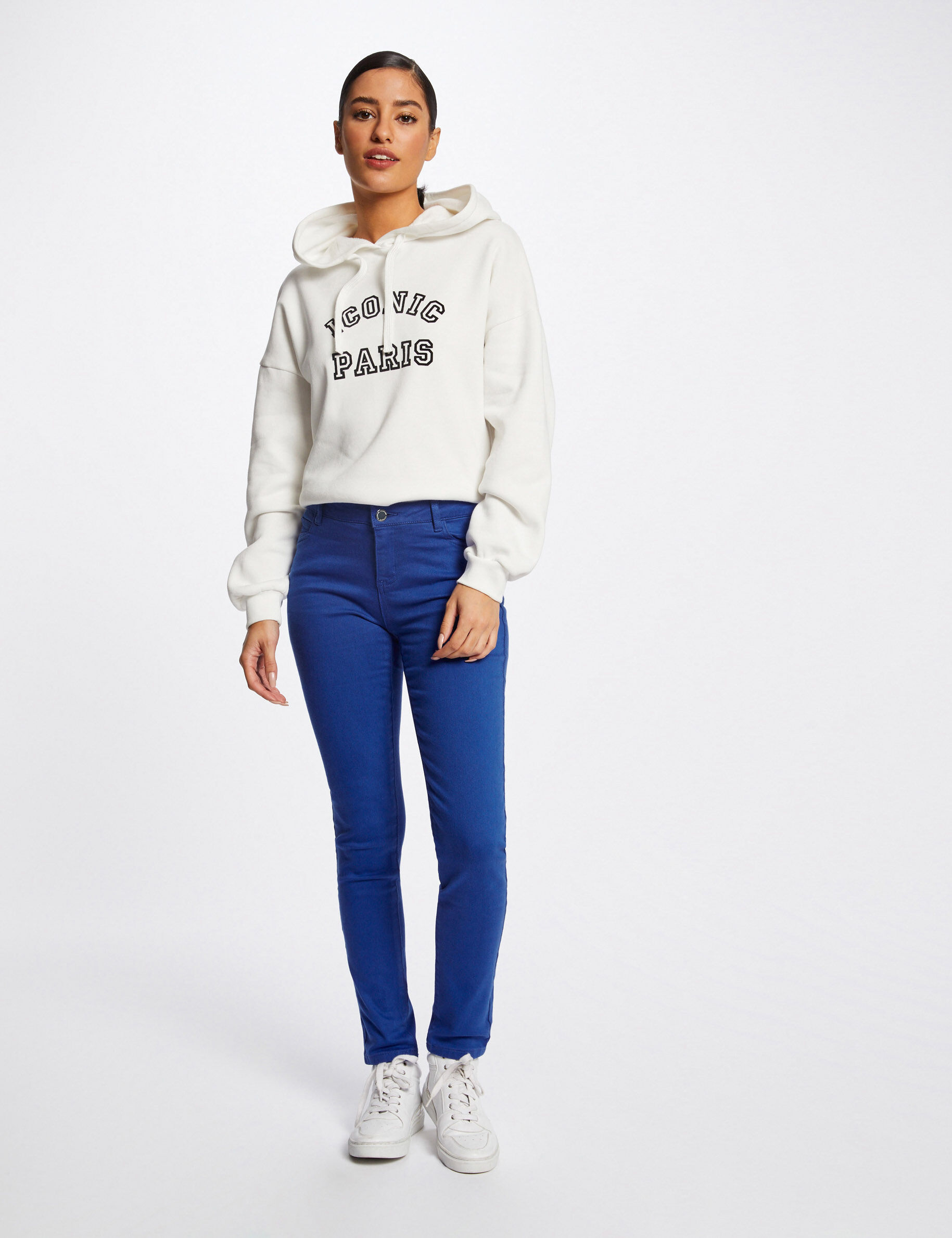 Pantalon skinny taille basse bleu moyen femme - bleu_moyen