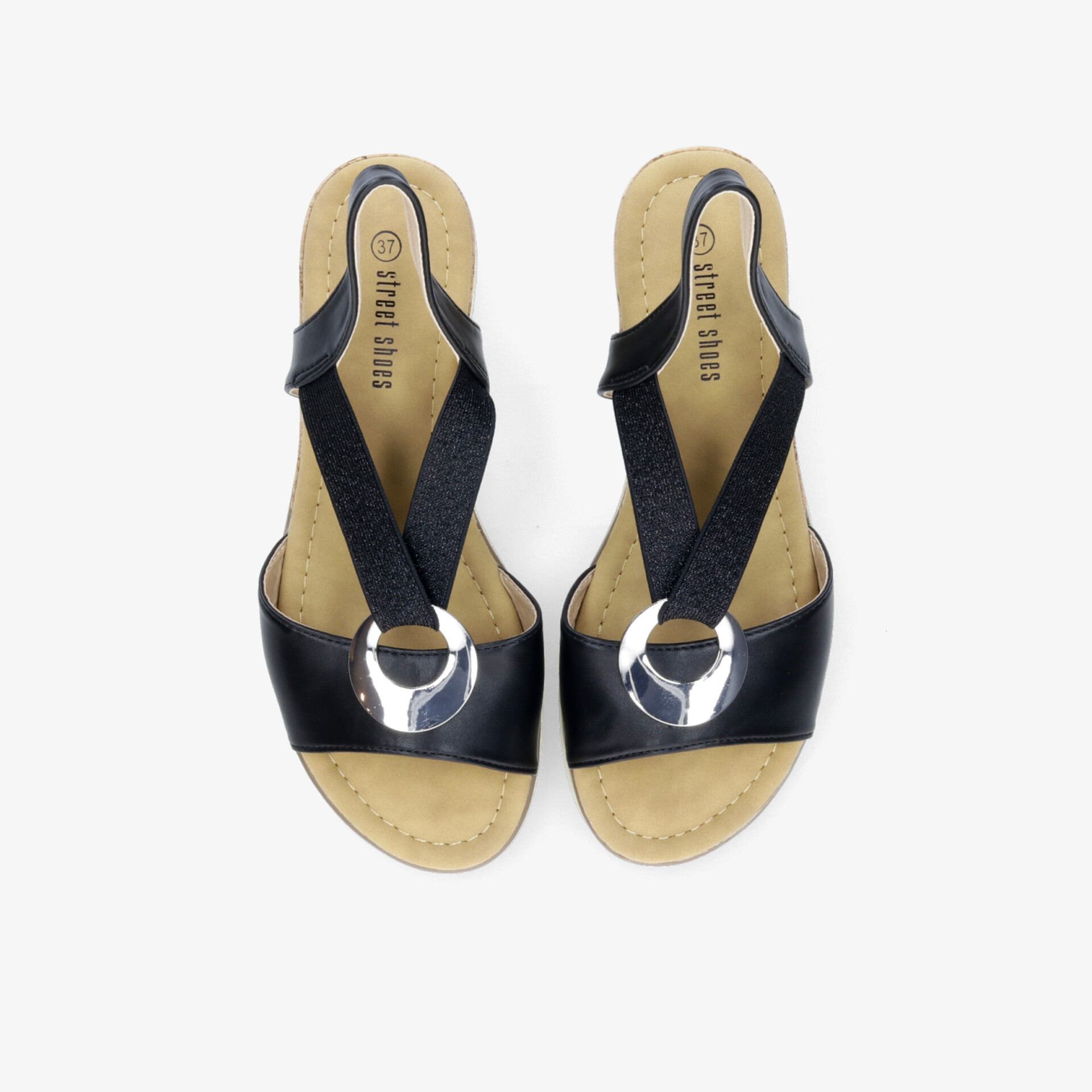 street shoes Damen Keilsandalen schwarz