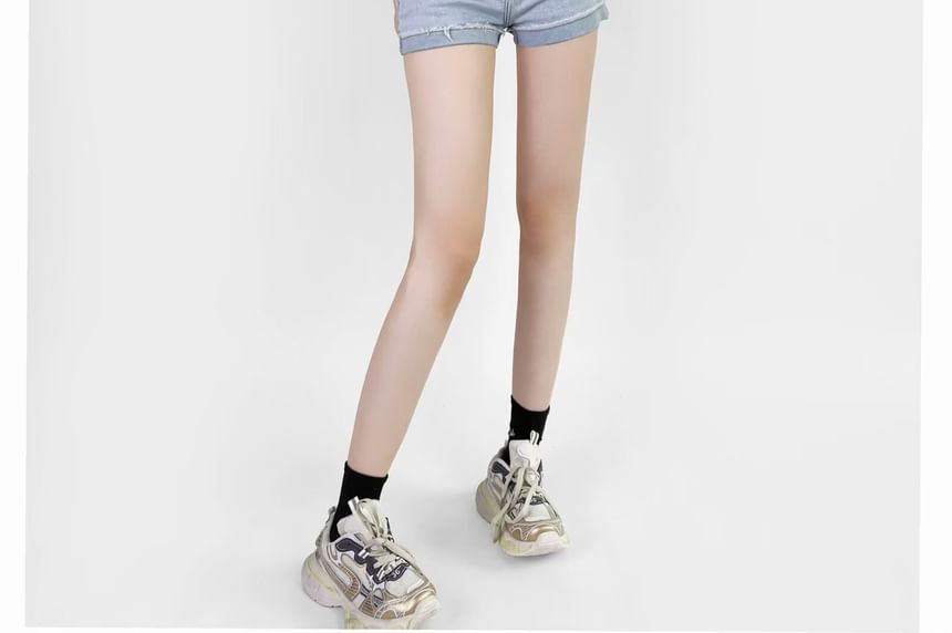Faiar - Gewassen denim shorts met hoge taille