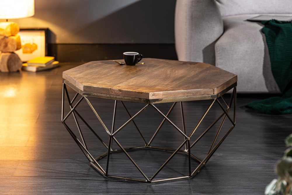 Riess Ambiente Eleganter Couchtisch Diamond 70cm Natur Messing Mangoholz Wohnzimmertisch Tisch