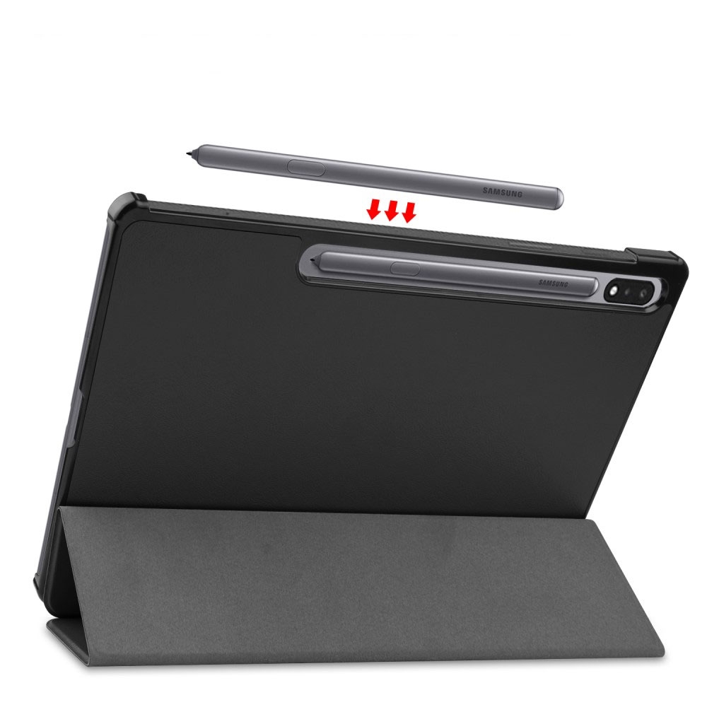 Samsung Galaxy Tab S8  Plus / Tab S7  Plus Leder Tasche Smart Case Hülle S-Pen Halterung - Schwarz