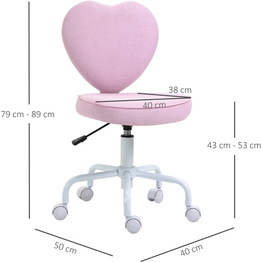 HOMCOM Schreibtischstuhl in Herzform rosa