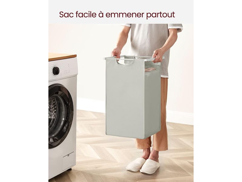 VASAGLE Wäschekorb  mit Ablage 3 x 38 l, Weiss Wäschesammler