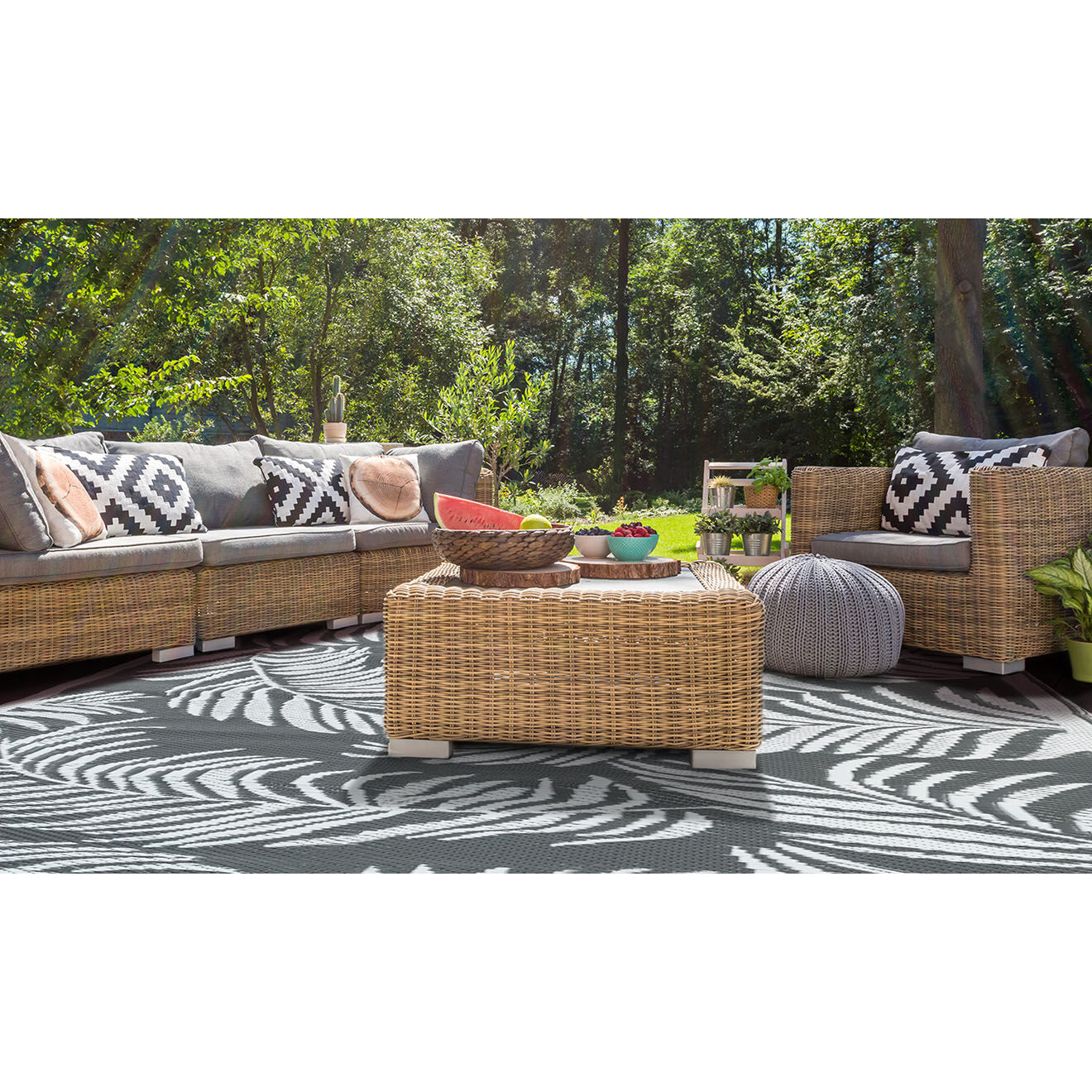 Pratik Garden Tapis extérieur Hawai gris - 270x370 cm