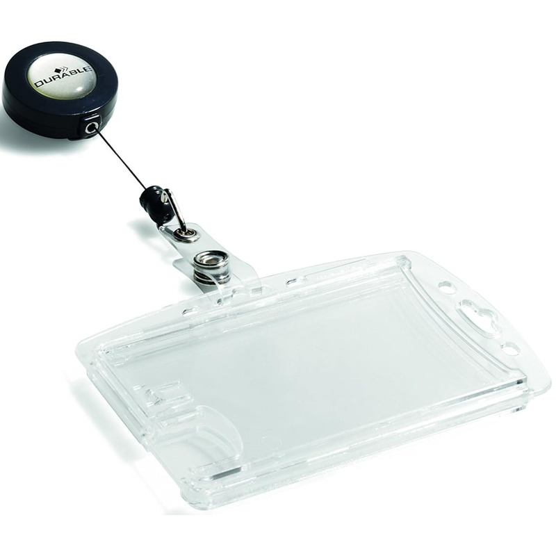 Durable Ausweishalter Hartbox mit Aufrollmechanismus, 54 x 87 mm, 10 Stück
