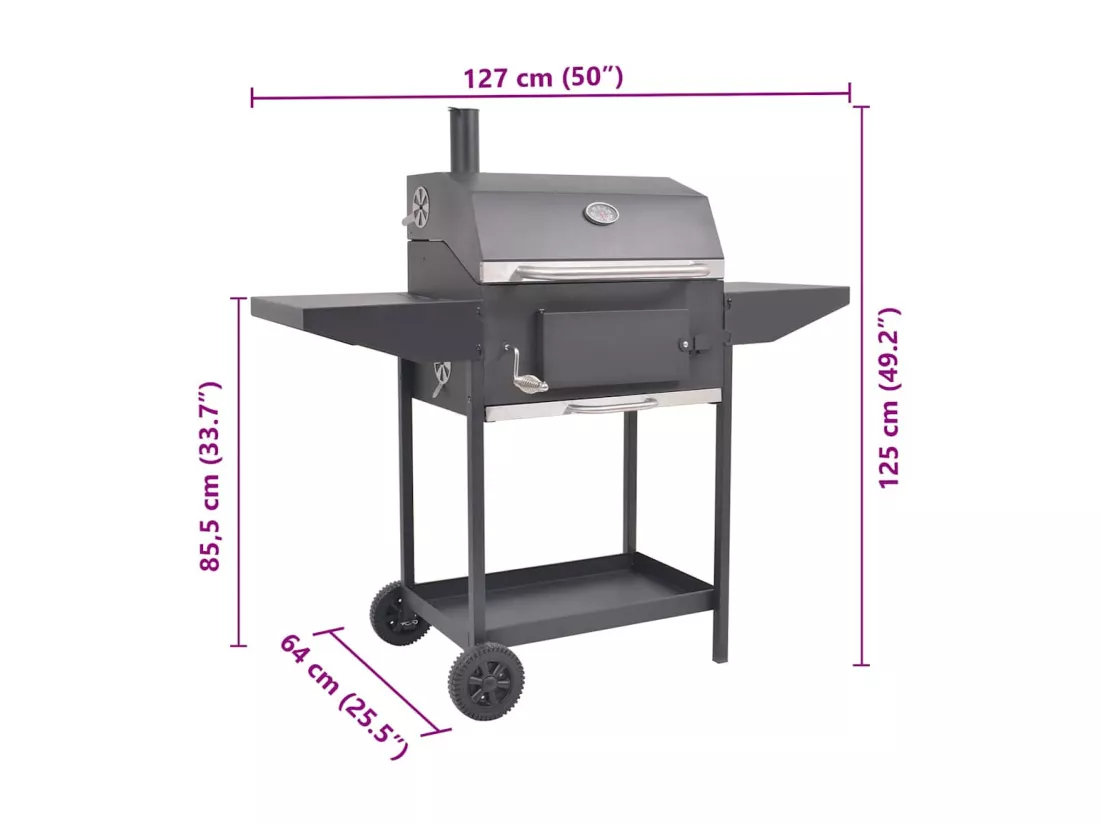 Barbecue au charbon de bois avec étagère inférieure Noir