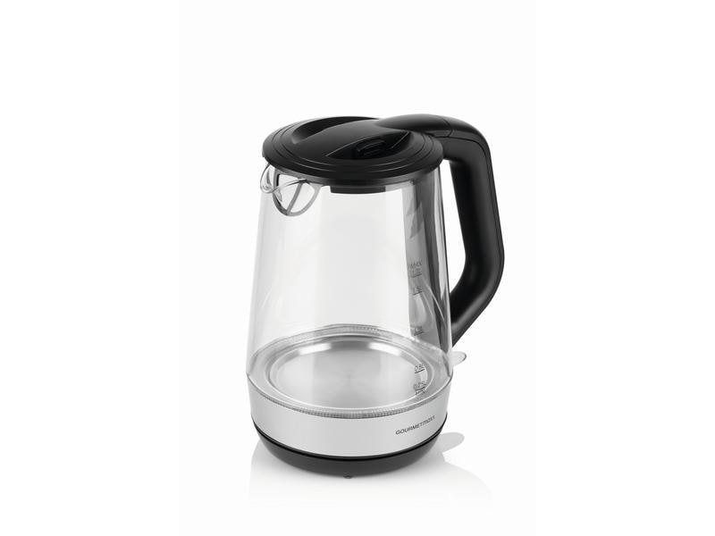 GOURMETmaxx Wasserkocher 1.7 l, Schwarz/Transparent Glas-Wasserkocher