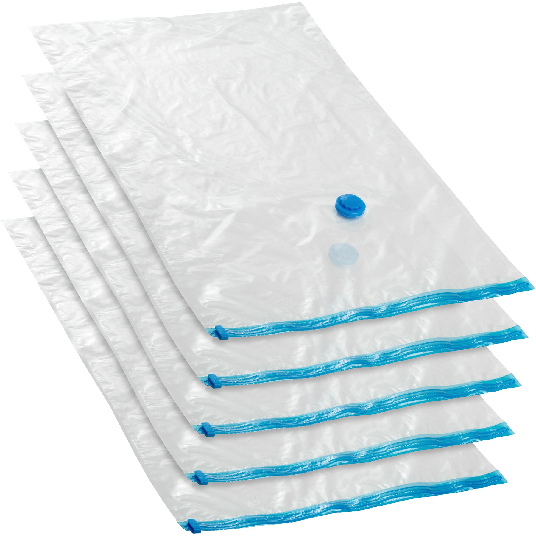 tectake® 5er-Set Vakuumbeutel, mit Ein- und Auslassventil, bis zu 75 % platzsparend, wiederverwendbar