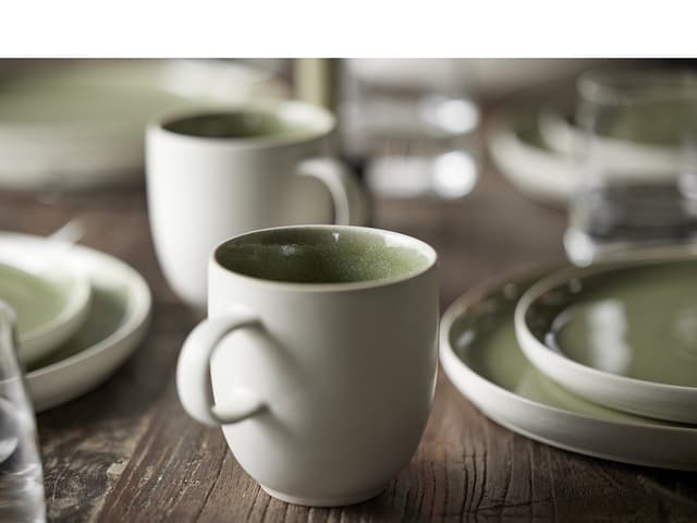 Studio Round Skål Matte white/Shiny moss