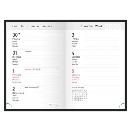 Idena Taschenkalender 2025 – A7, FSC® Mix, schwarz