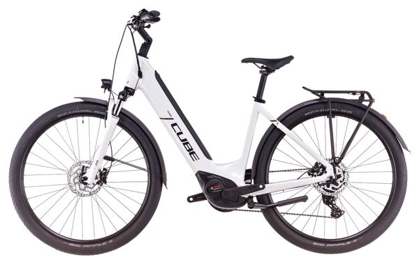 VTC Électrique Cube Touring Hybrid One 625 Easy Entry Shimano Cues 9V 625 Wh 700 mm Blanc Cotton Gris 2025