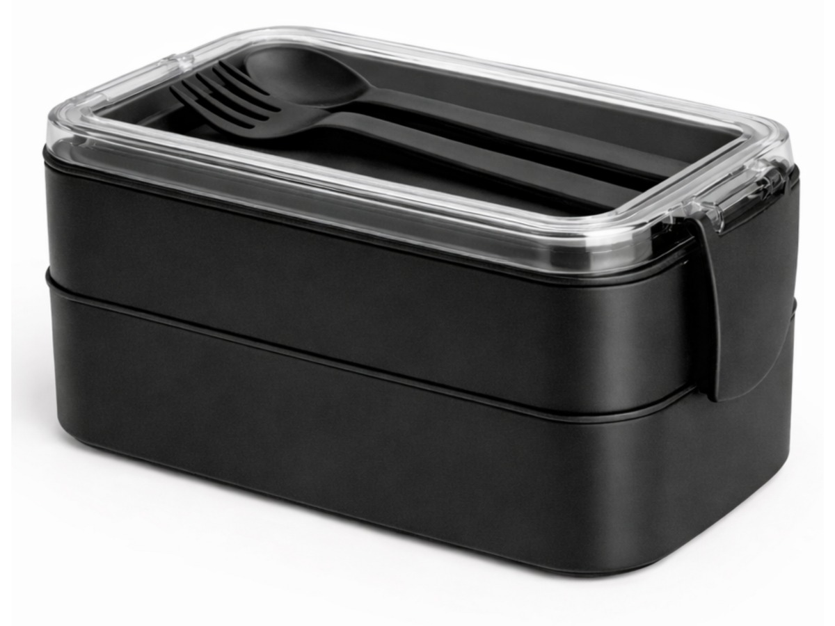 HEM 2-laags lunchbox met bestek - Black